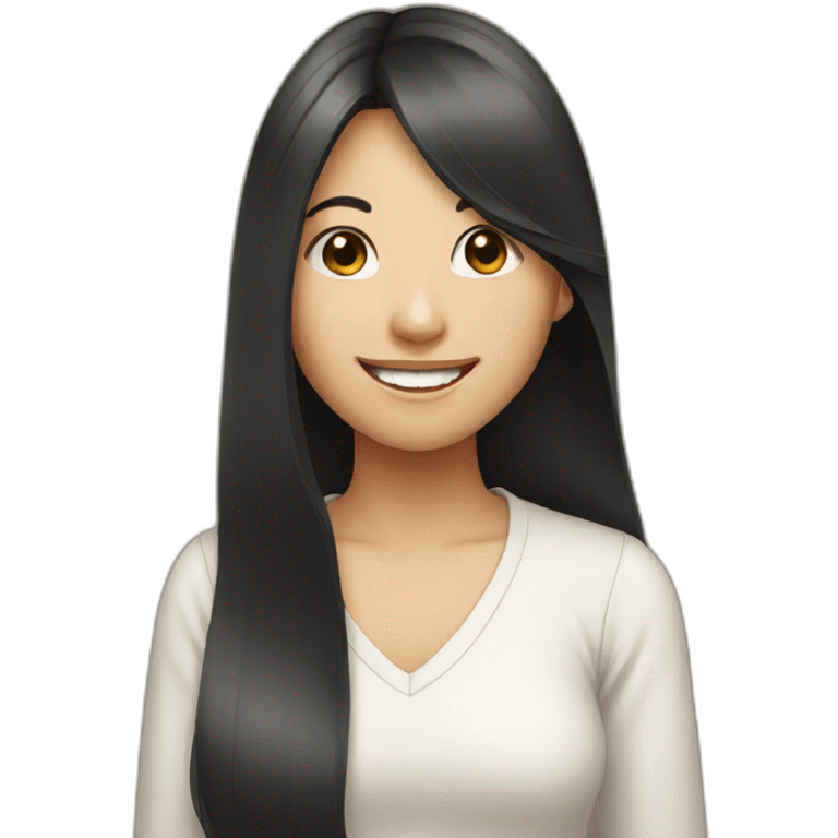 asian girl with long hair smiling emoji