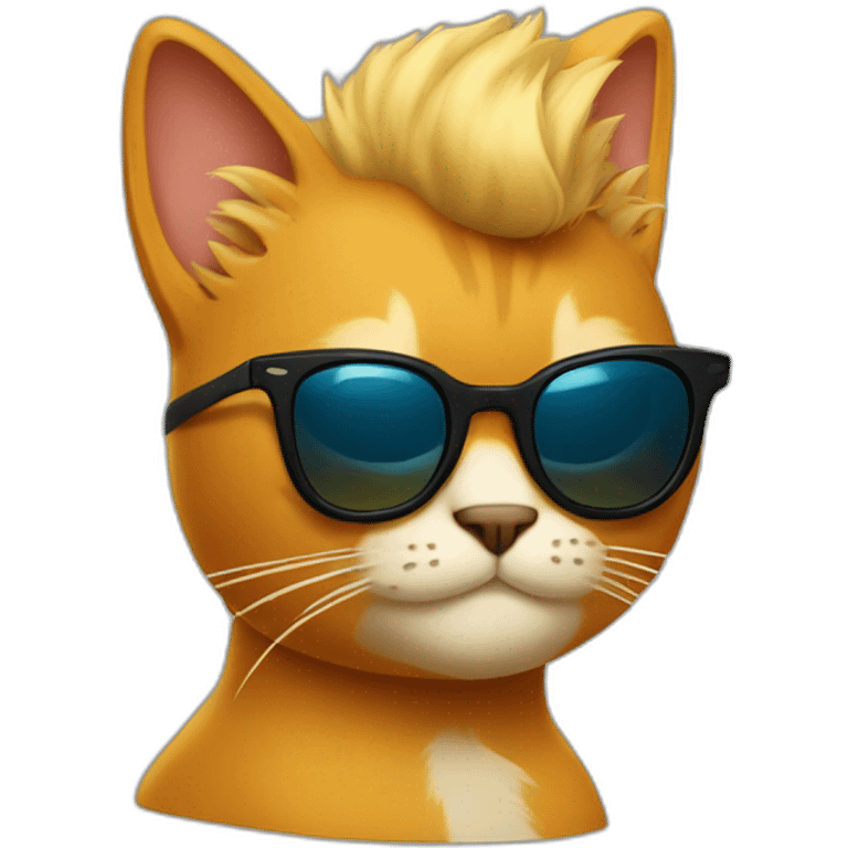 Cat with a johnny bravo hair and sunglasses emoji