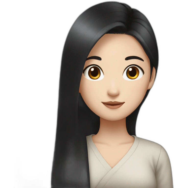 Korean girl with very long black hair emoji