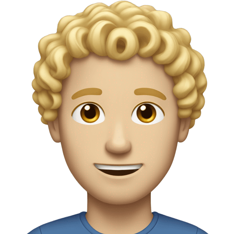 White guy with blonde curly hair with whiteon face emoji