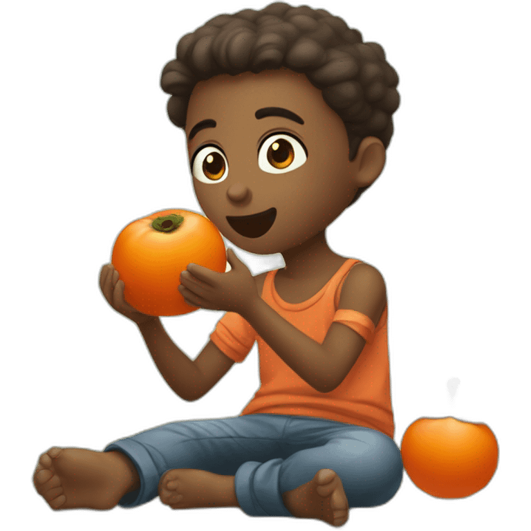 tbilissi boy eating a persimmon emoji