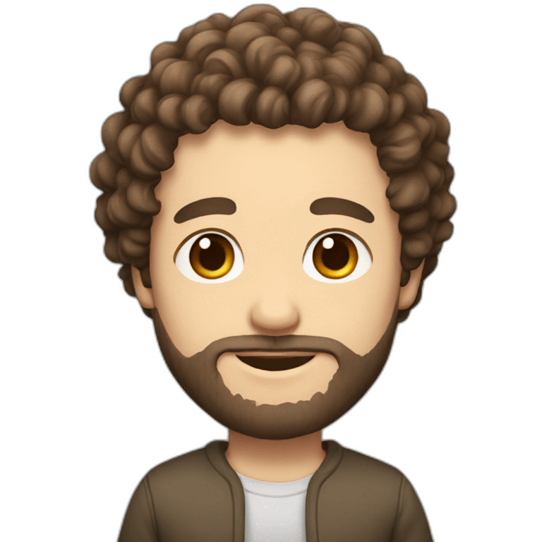 A white curly brown hair with a Japanese man with a little beard emoji