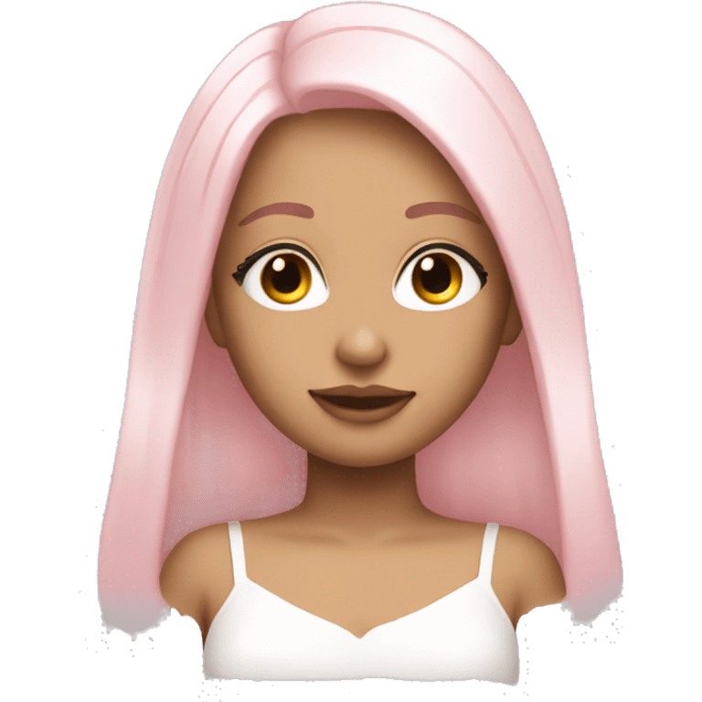 pretty angelic girl with straight light pink hair and long lashes emoji