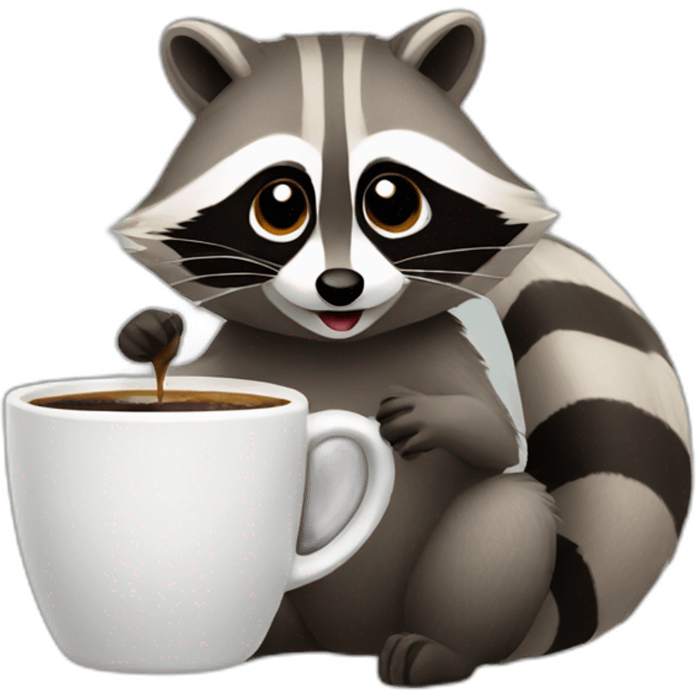 raccoon drinking coffee emoji