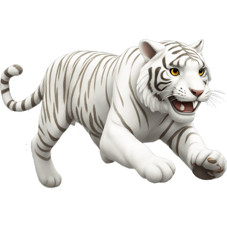 3 white tiger running to the left emoji