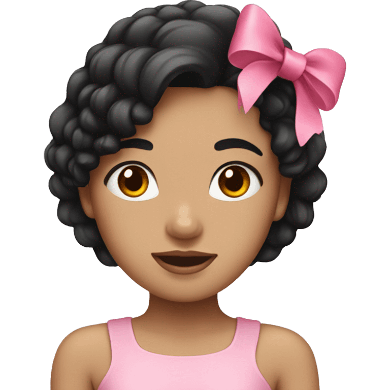 girl with black hair with pink bow emoji