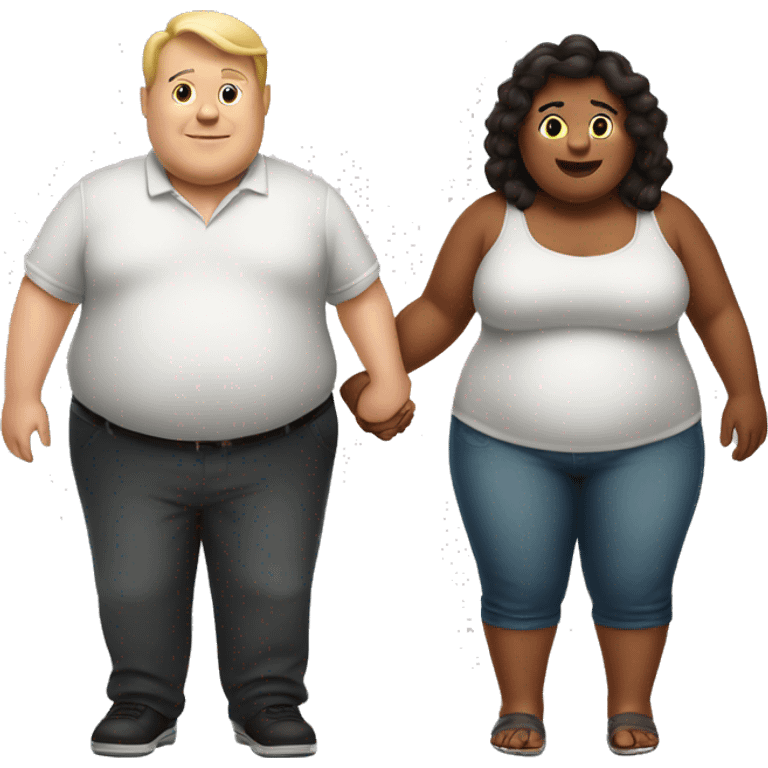 A couple of very fat people holding hands emoji