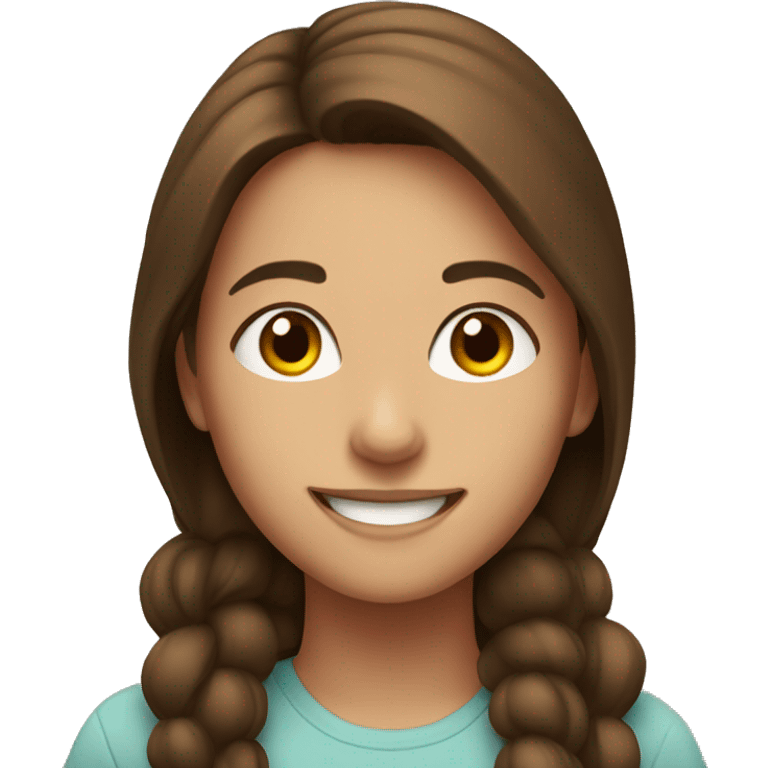 smiling girl indoors with brown hair emoji