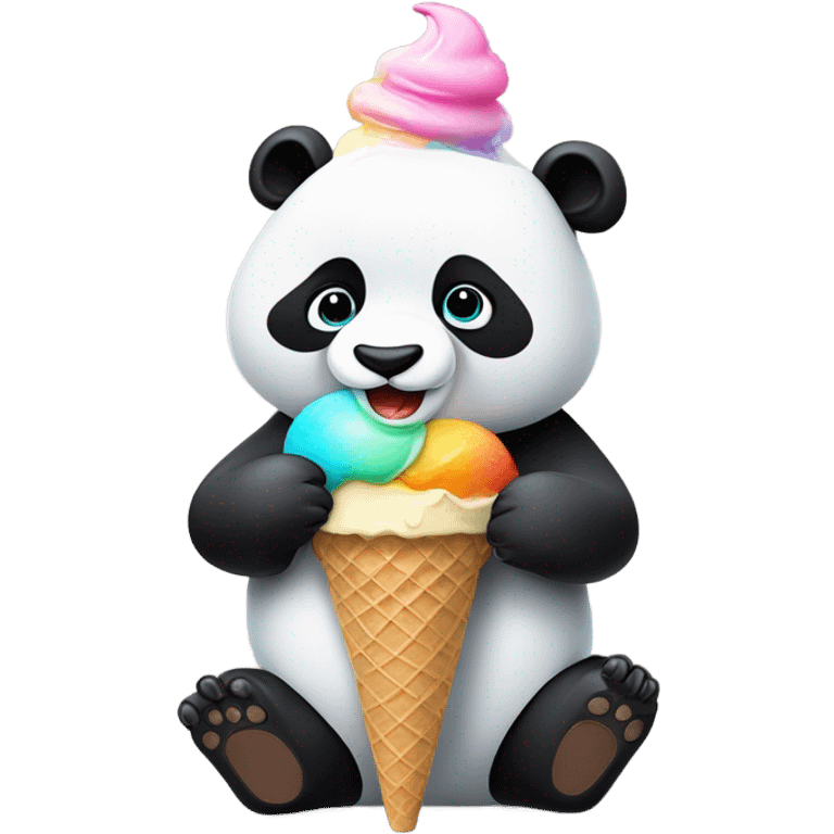 Panda eating ice cream emoji