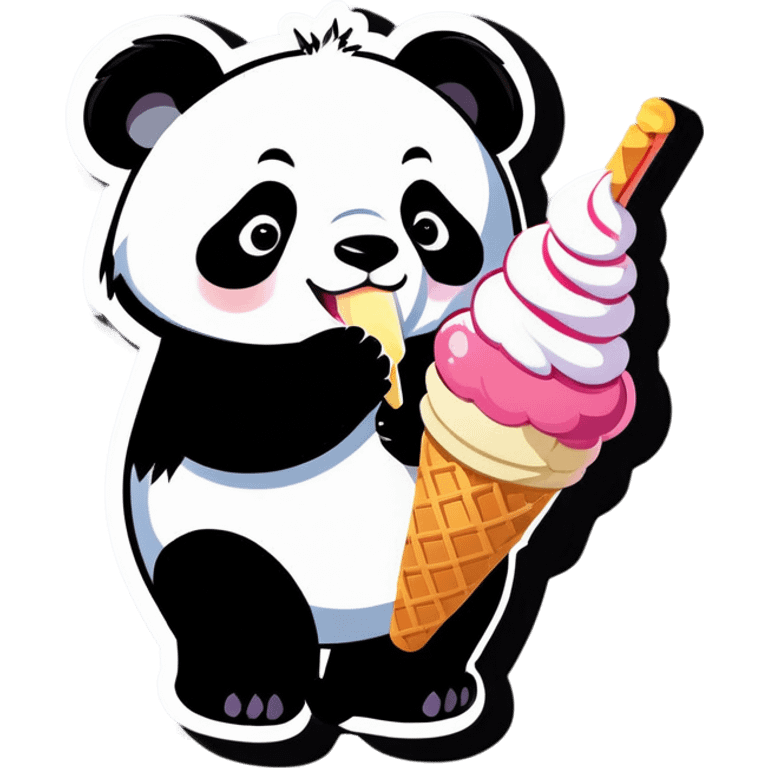 Panda eating ice cream emoji