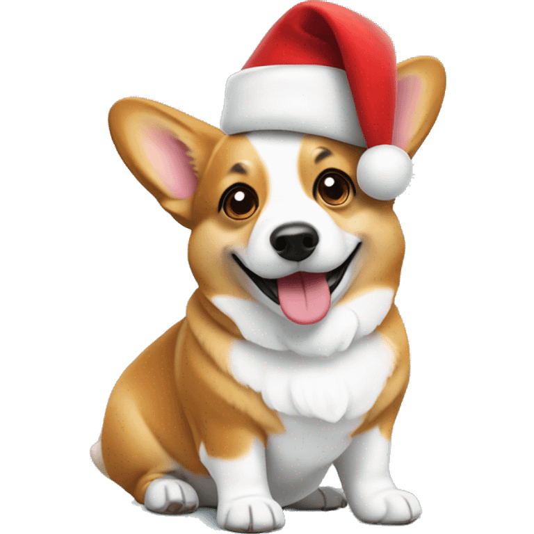 Corgi with Santa hat emoji