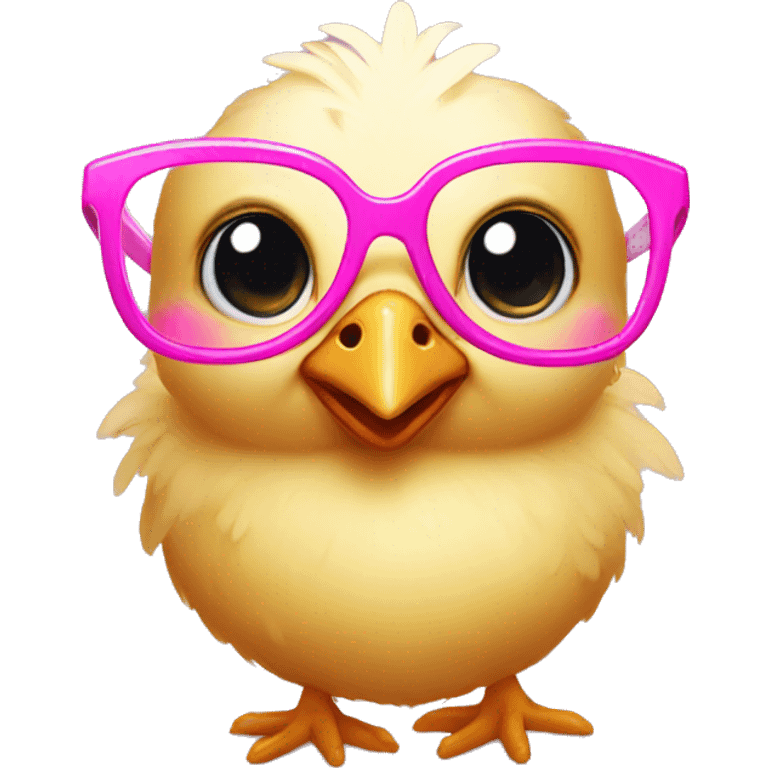 baby chicken with pink glasses emoji