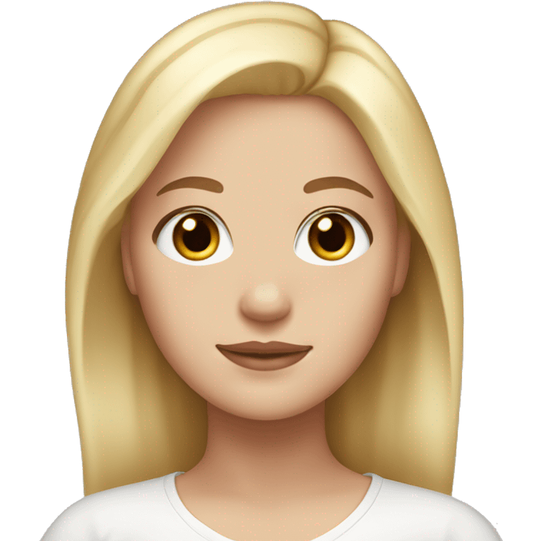 white girl with brown eyes and blonde hair (middle part) emoji