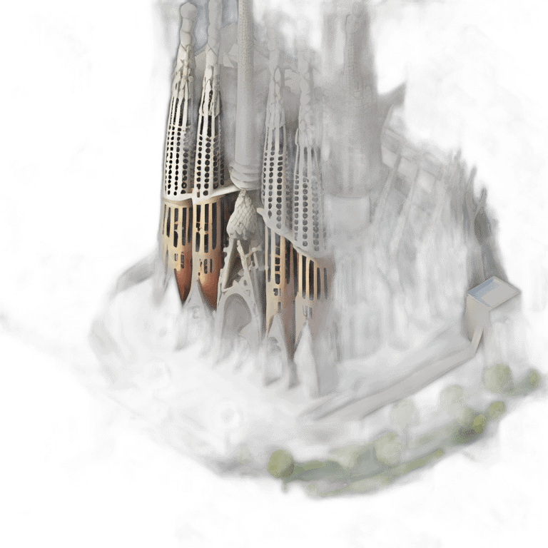 isometric 3d sagrada familia in the middle of the city emoji