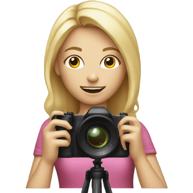 Blonde girl with camera emoji