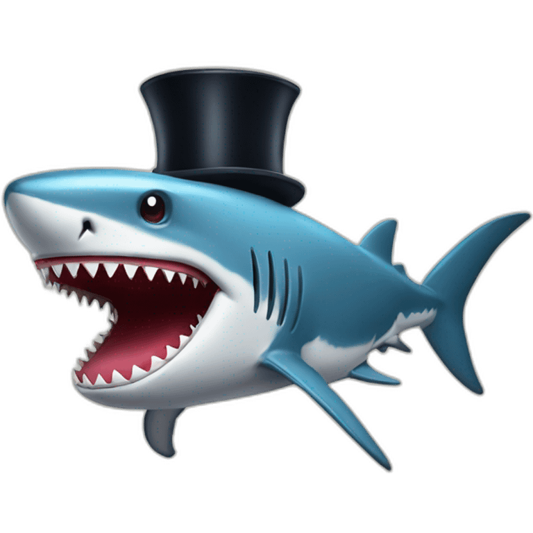 Shark with a top hat emoji