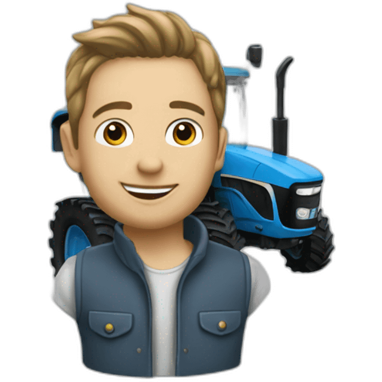 Tracteur bleu emoji