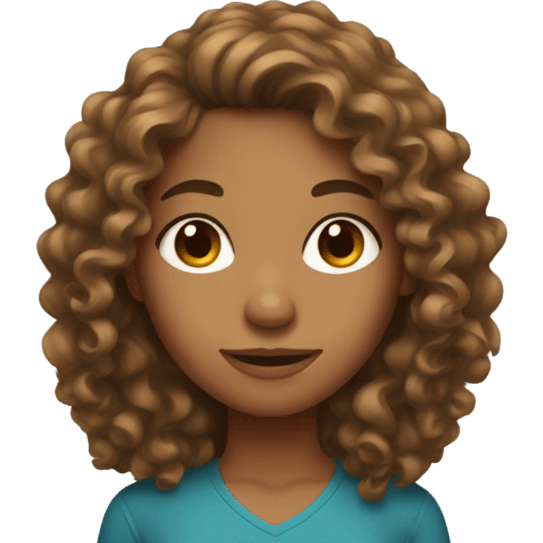 Tan skinned girl with  long brown curly hair  emoji