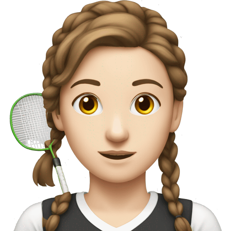 A White Girl with Brown hair with a badminton ketcher emoji