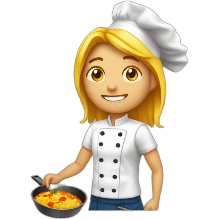 Cocinero pelo rubio haciendo Paella de bogavante emoji