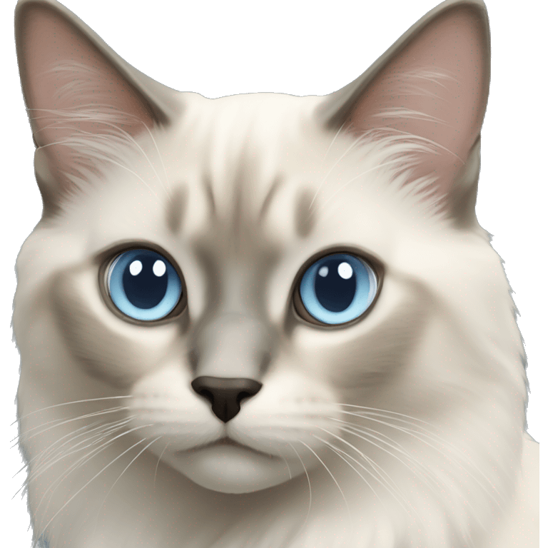 Balinese cat with light blue eyes and medium length fur emoji