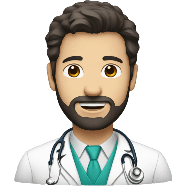 Doctor with dark hair, beard and a white coat  emoji