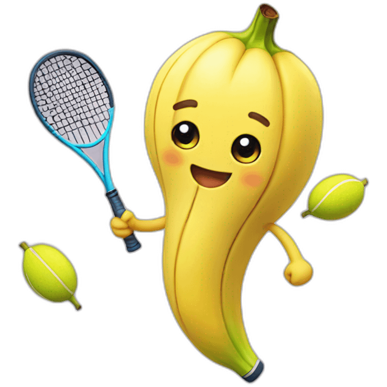 kawaii cute banana tennis player emoji