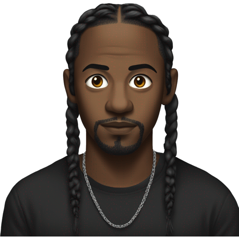 Kendrick Lamar with braids no facial hair in a black t-shirt make him wae emoji