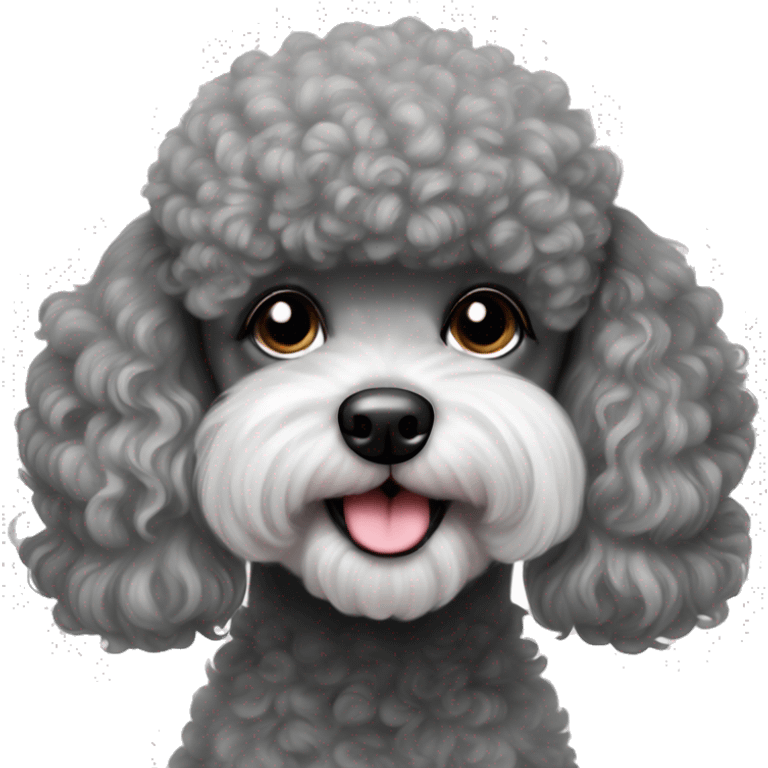 gray cute face poodle realistic super cute emoji