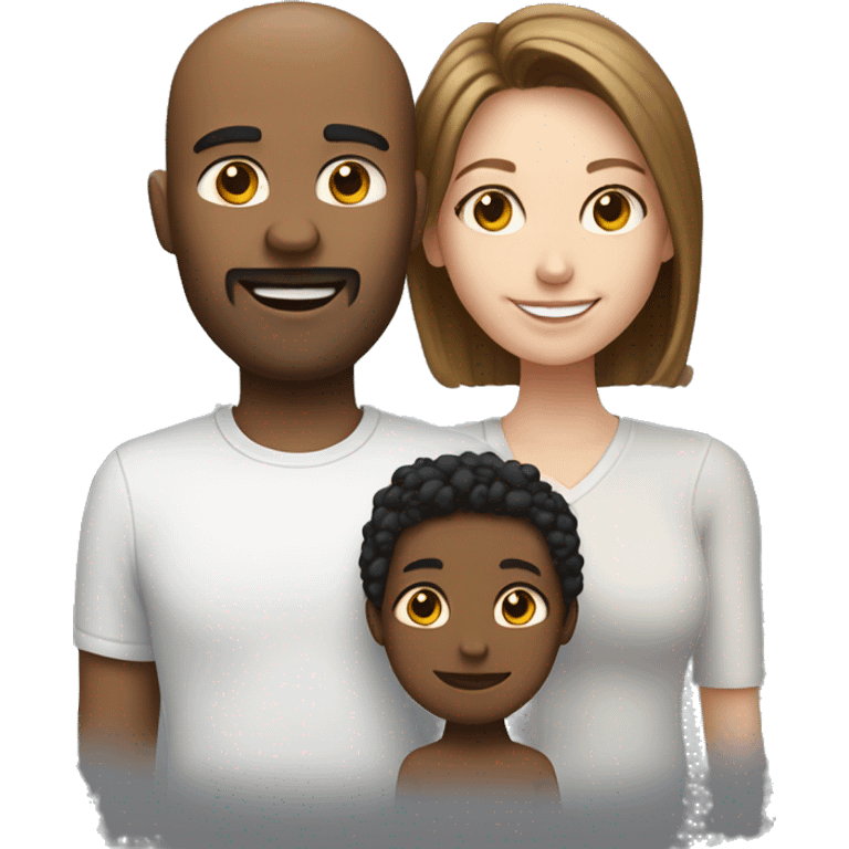 Blended family with white parents, one white daughter, one white son, one black son  emoji