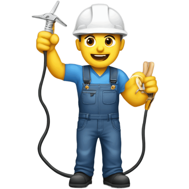 electrician holding high voltage cord emoji