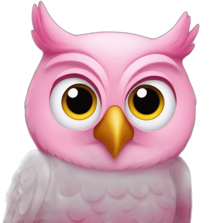 a winking pink owl emoji