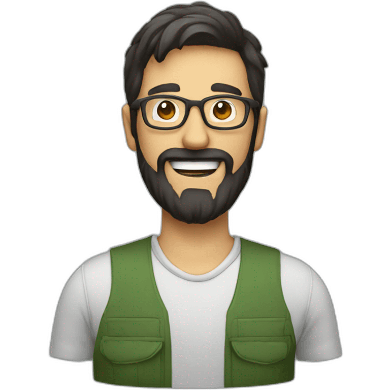 happy gardener man dark hair beard glasses emoji