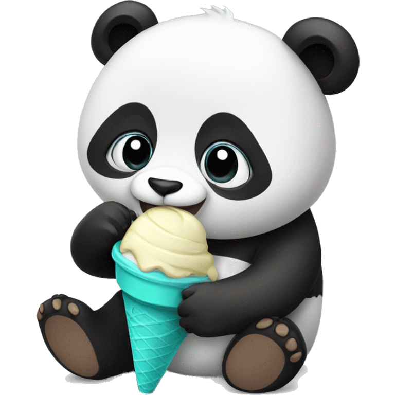 Panda eating ice cream emoji