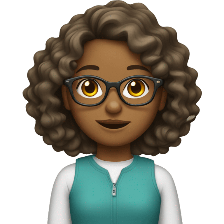 girl with wavy hair and glasses  emoji