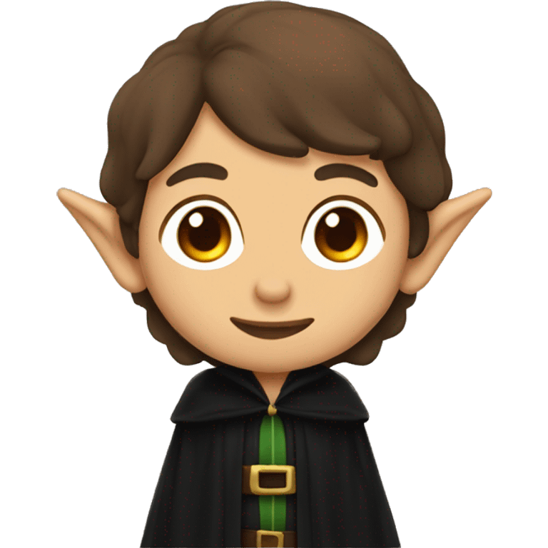 Elf with Elf ears and brown hair and black robes emoji