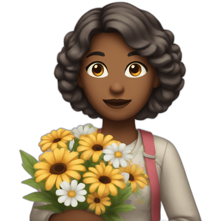 girl with flowers in her hands emoji