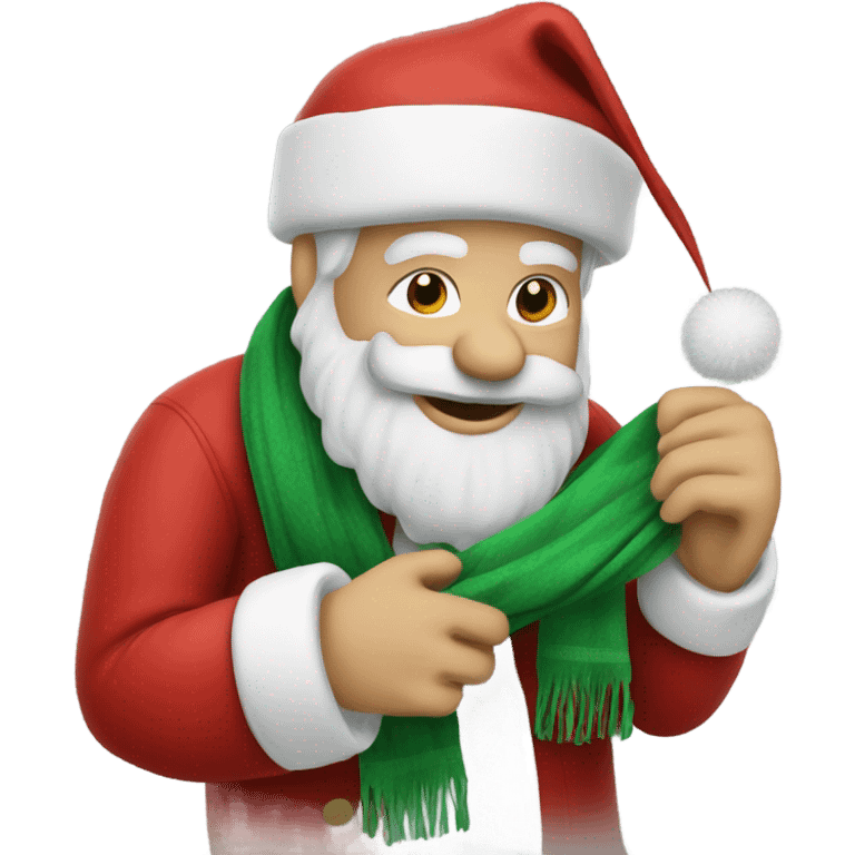 Santa Claus kitting a scarf emoji