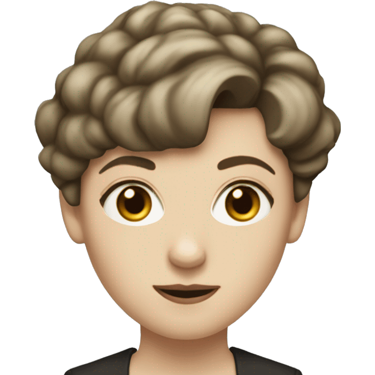 White woman with short brown hair peaky blinder emoji