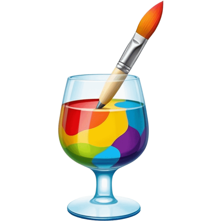 Glass painting icon, hand-painted colorful patterns on a glass surface, visible fine paintbrush and glass object like a vase or decorative plate, bright vibrant colors, no finished artwork, just the painting process, minimalistic style, clean lines, transparent background. emoji