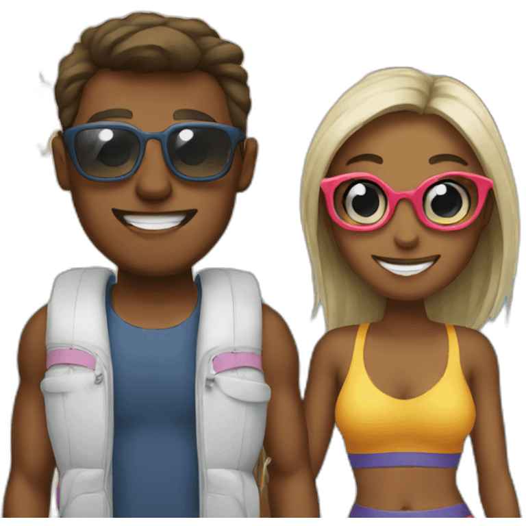 couple traveling to the beach emoji