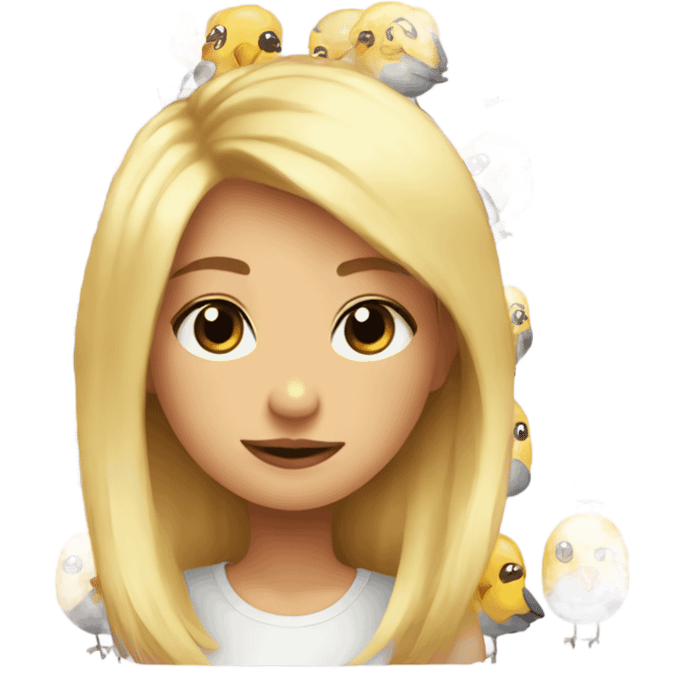 Small cute birds and girl with blonde hair  emoji