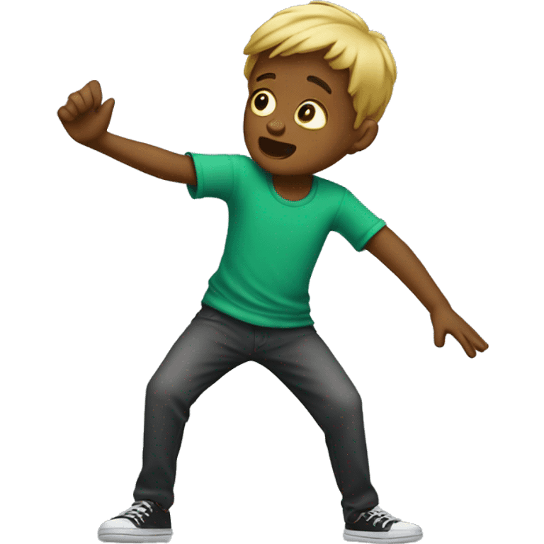 a boy doing the dab emoji