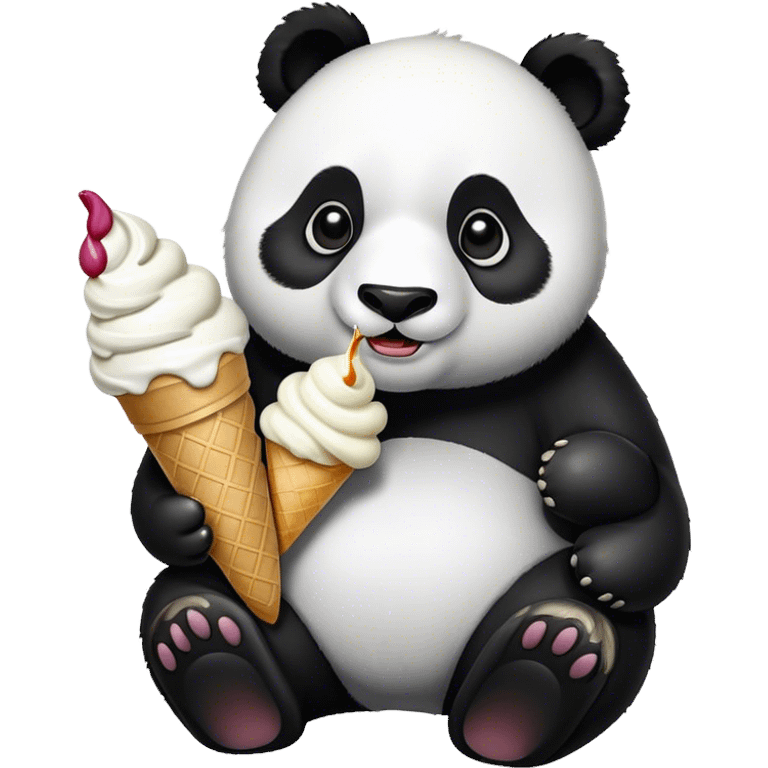 Panda eating ice cream emoji