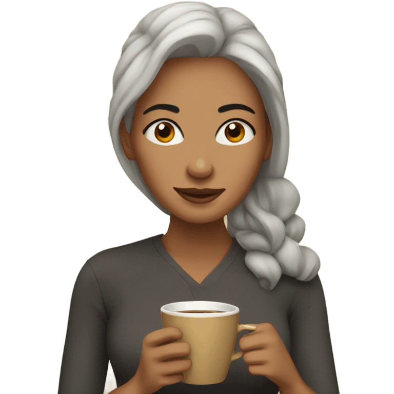 Woman drinking coffee emoji