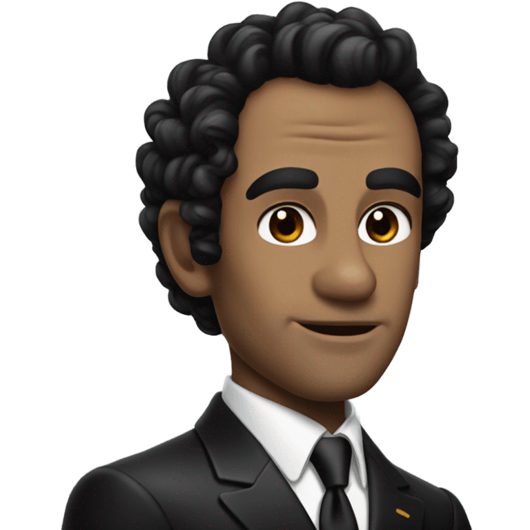 James Bond, with black curly hair, brown eyes,  emoji