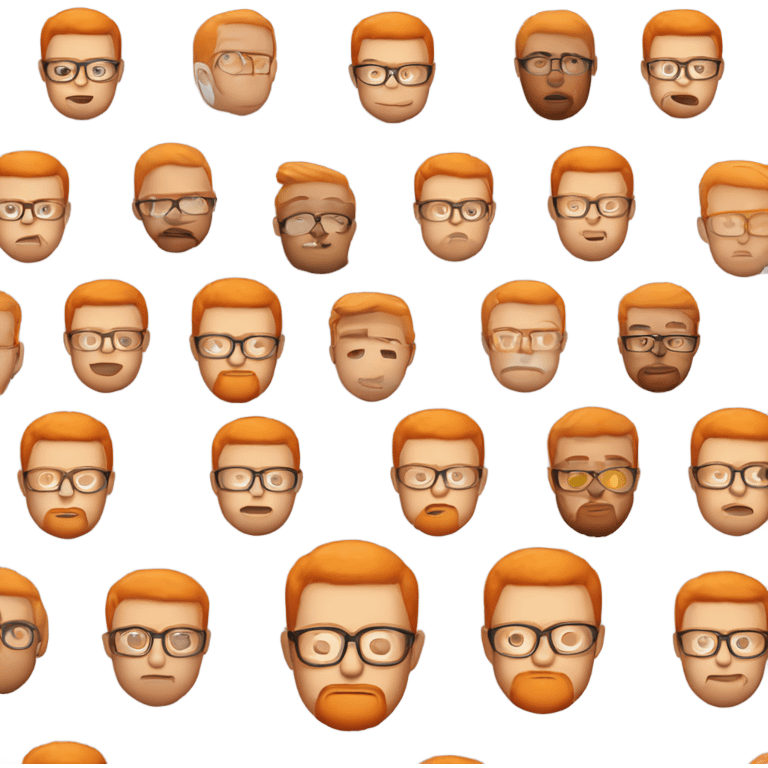 white man with orange beard and short orange hair as he praying and with orange glasses on emoji