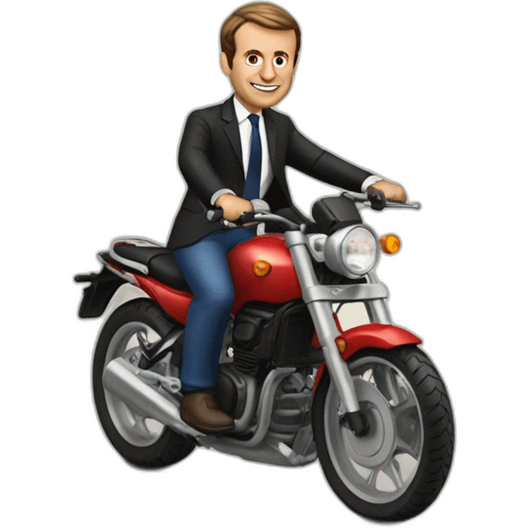 emanuel macron sur une moto emoji