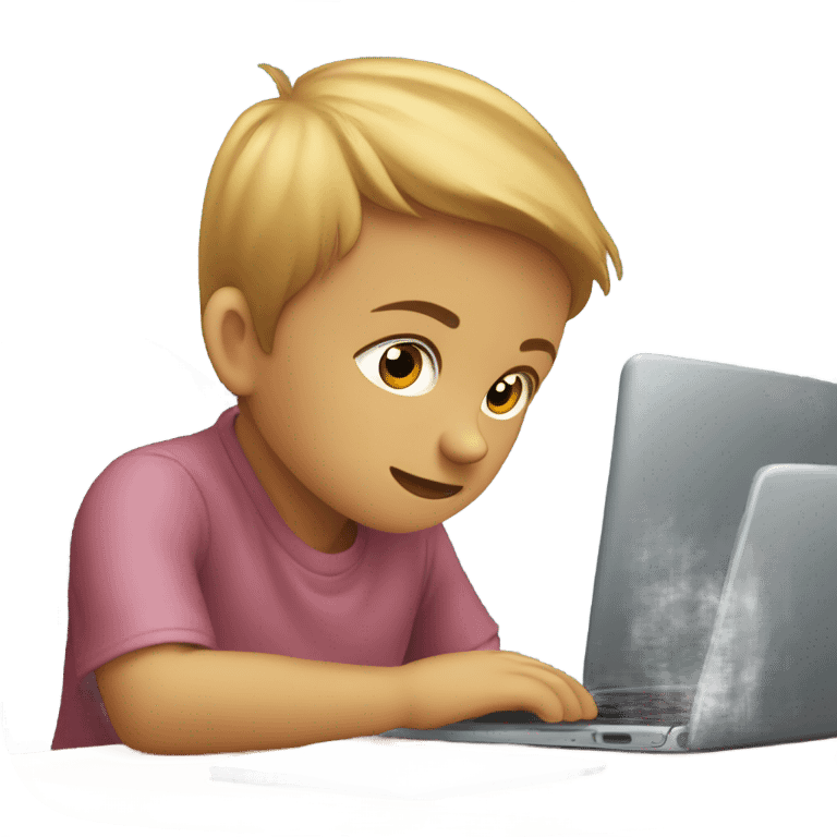  small child thinking with laptop emoji