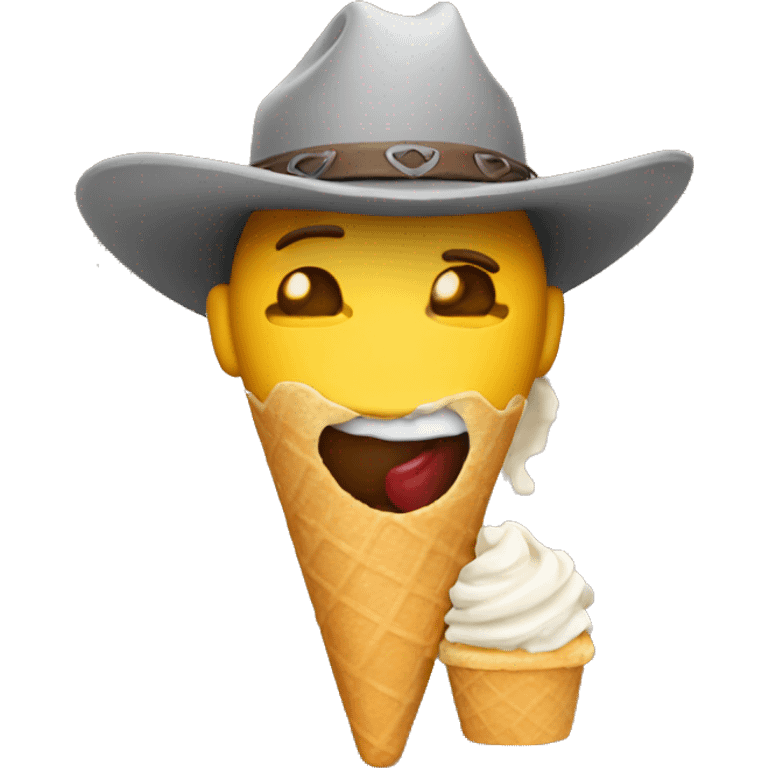 Cowboy eating an icecream emoji